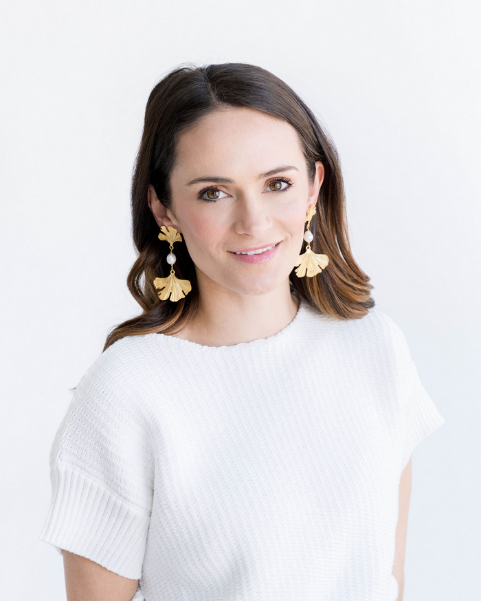 Susan Shaw Pearl Ginkgo Earrings