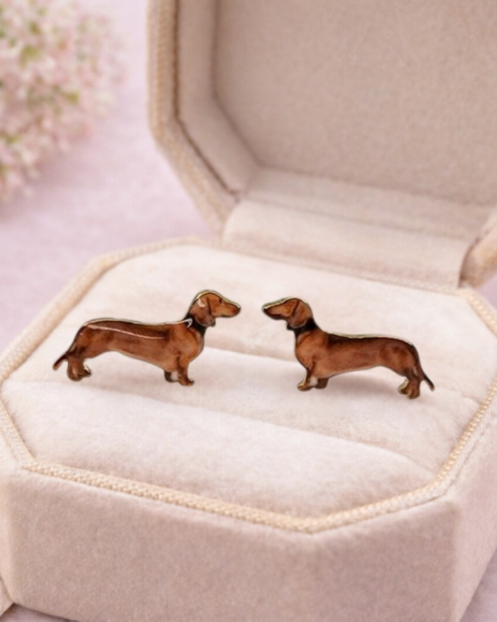 Tan Dachshund Stud Earrings