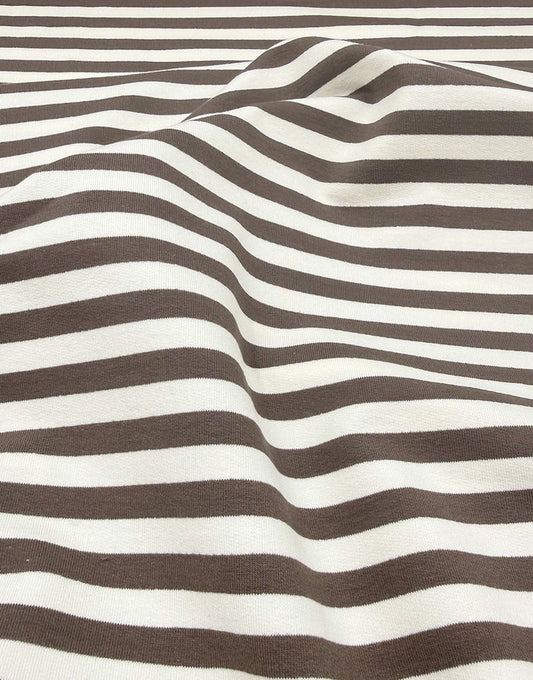 Taupe Striped Yarn Dyed French Terry Fabric