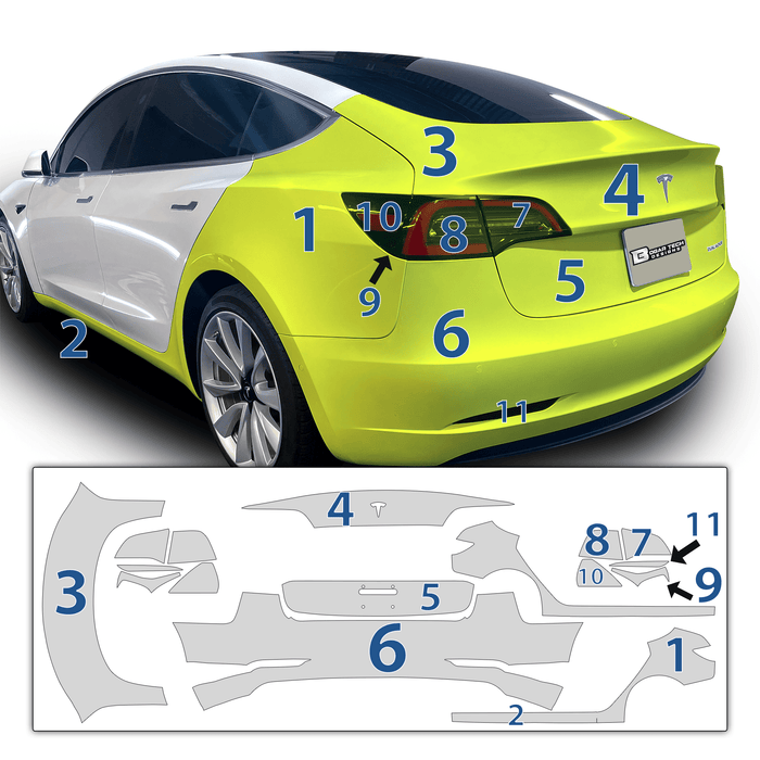 Precut Paint Protection Film Clear Bra PPF Decal Film Kit Cover Fits Tesla Model 3 2017 2018 2019 2020 2021 2022 2023 - Bogar Tech Designs