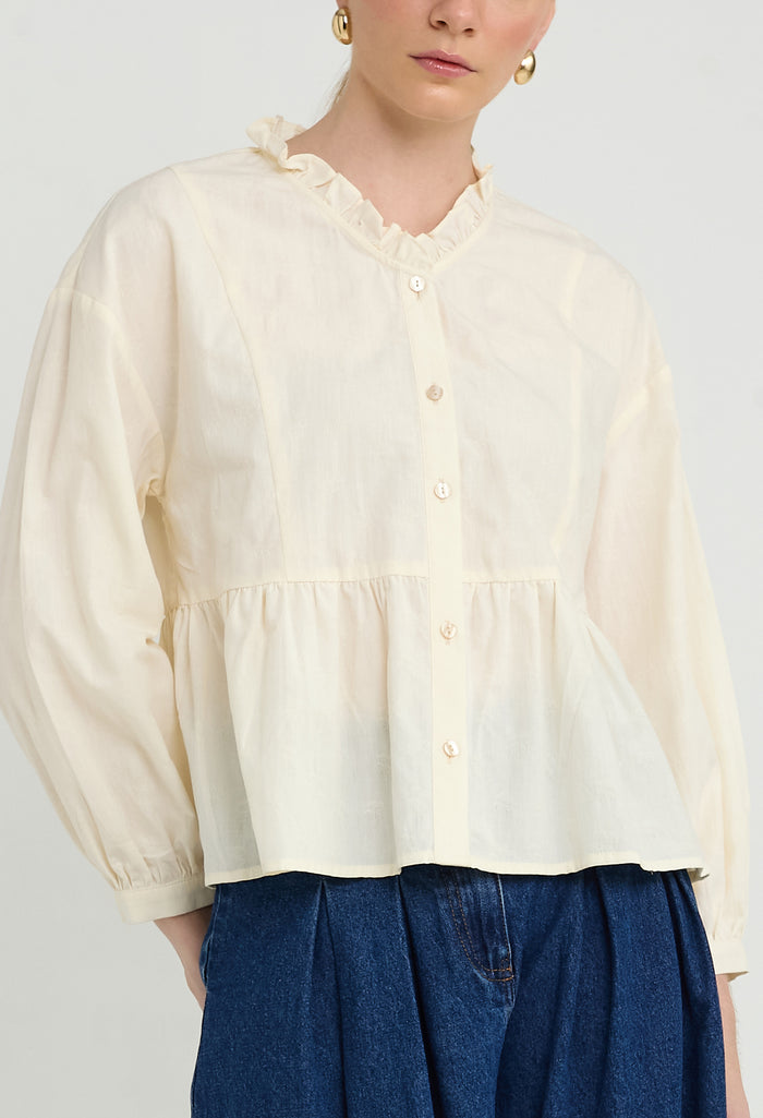Textured Floral Peplum Blouse