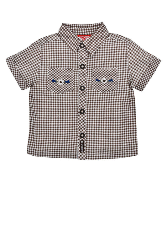 Trachtenhemd kariert - check brown/white