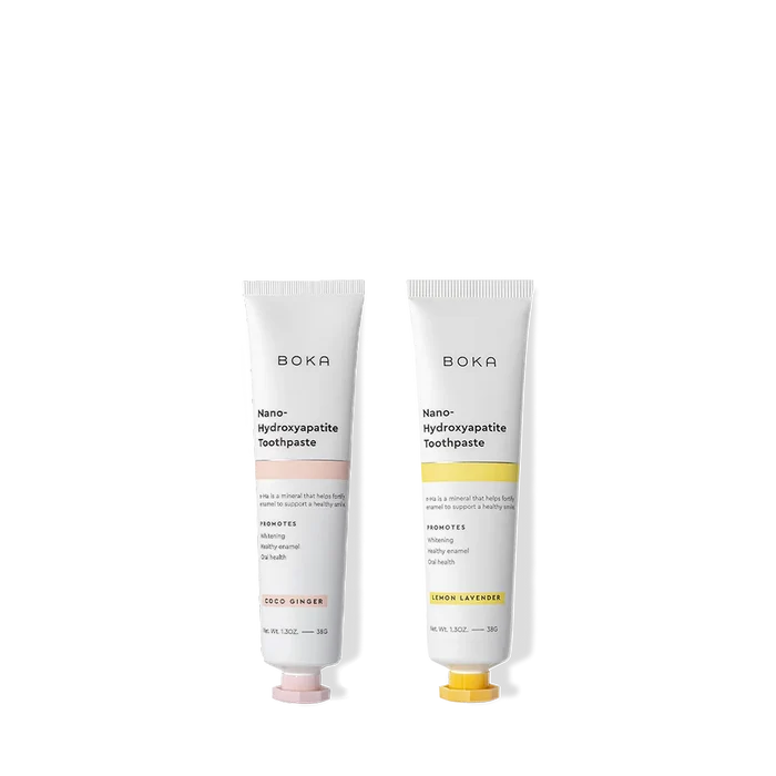Travel Duo n-Ha Toothpaste 2-Pack features two upright tubes that help remineralize your teeth.