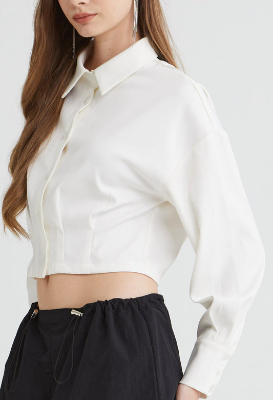 Triple Cuffed Fitted Hem Blouse