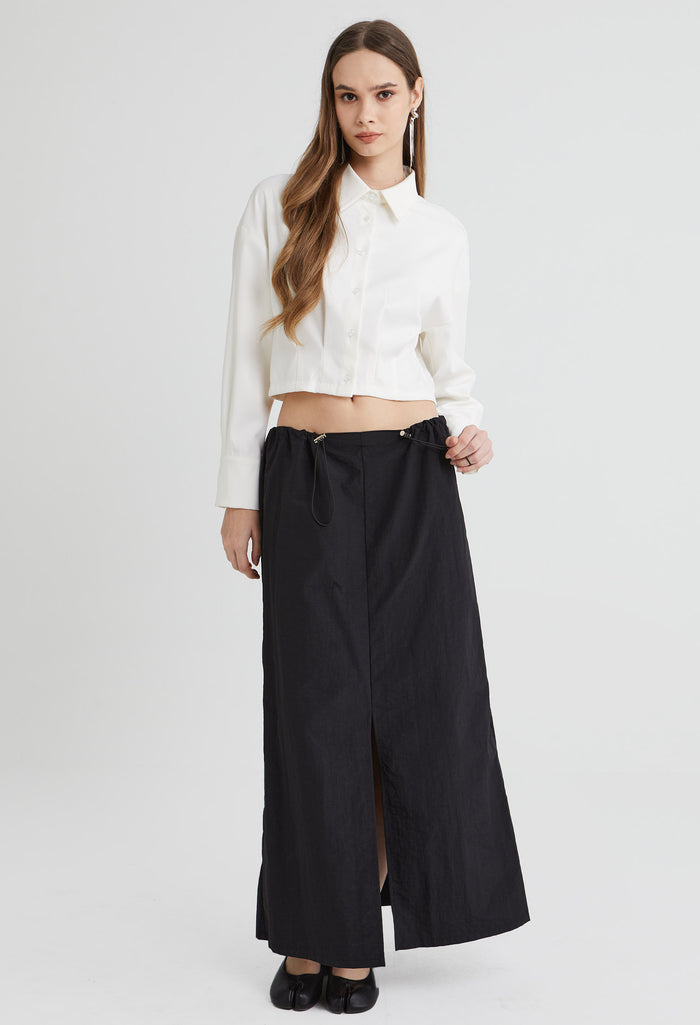 Triple Cuffed Fitted Hem Blouse