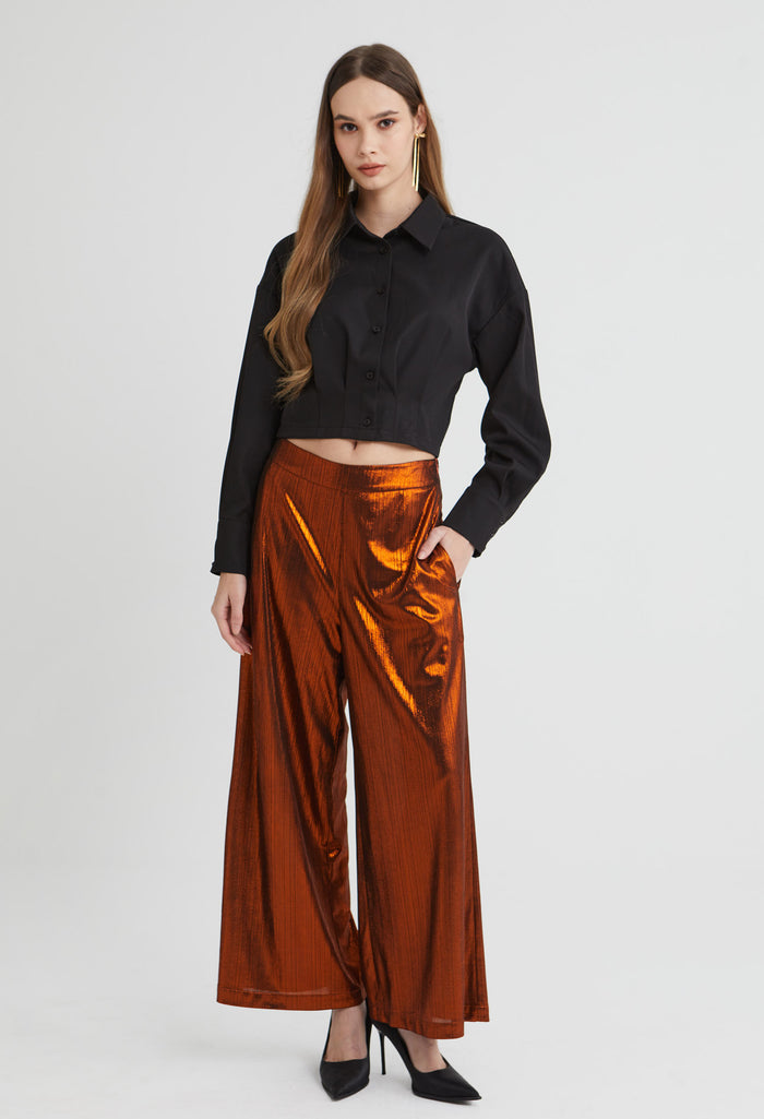 Triple Cuffed Fitted Hem Blouse