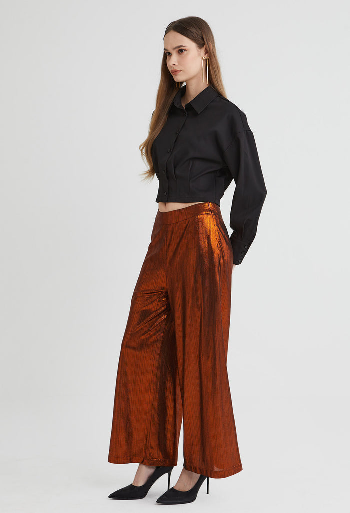 Triple Cuffed Fitted Hem Blouse