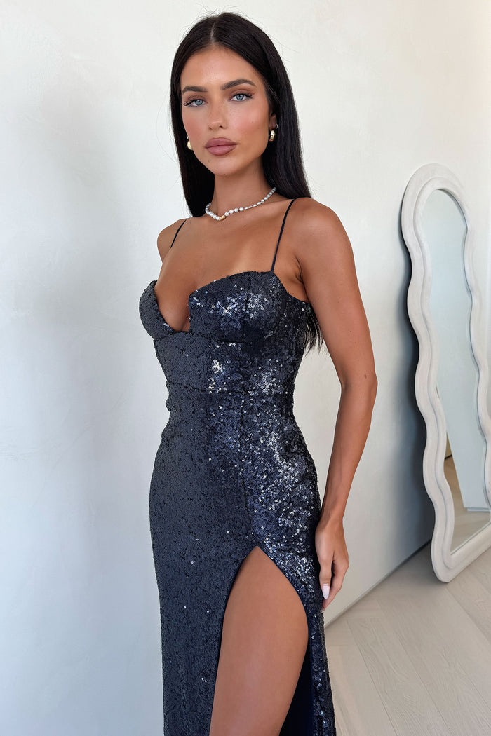 Tullia Sequin Maxi Dress - Navy