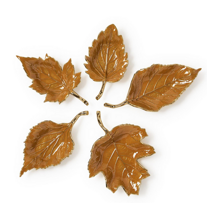 Two's Company Enameled Leaf Tray