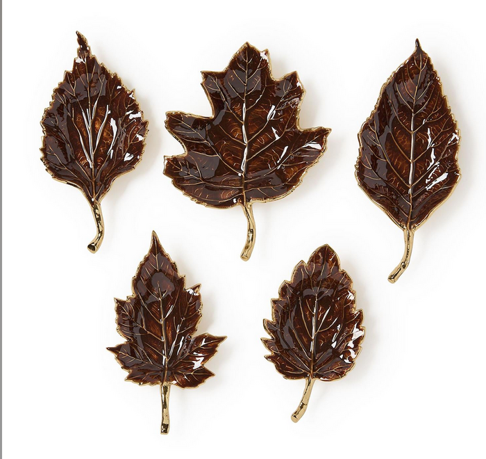 Two's Company Enameled Leaf Tray