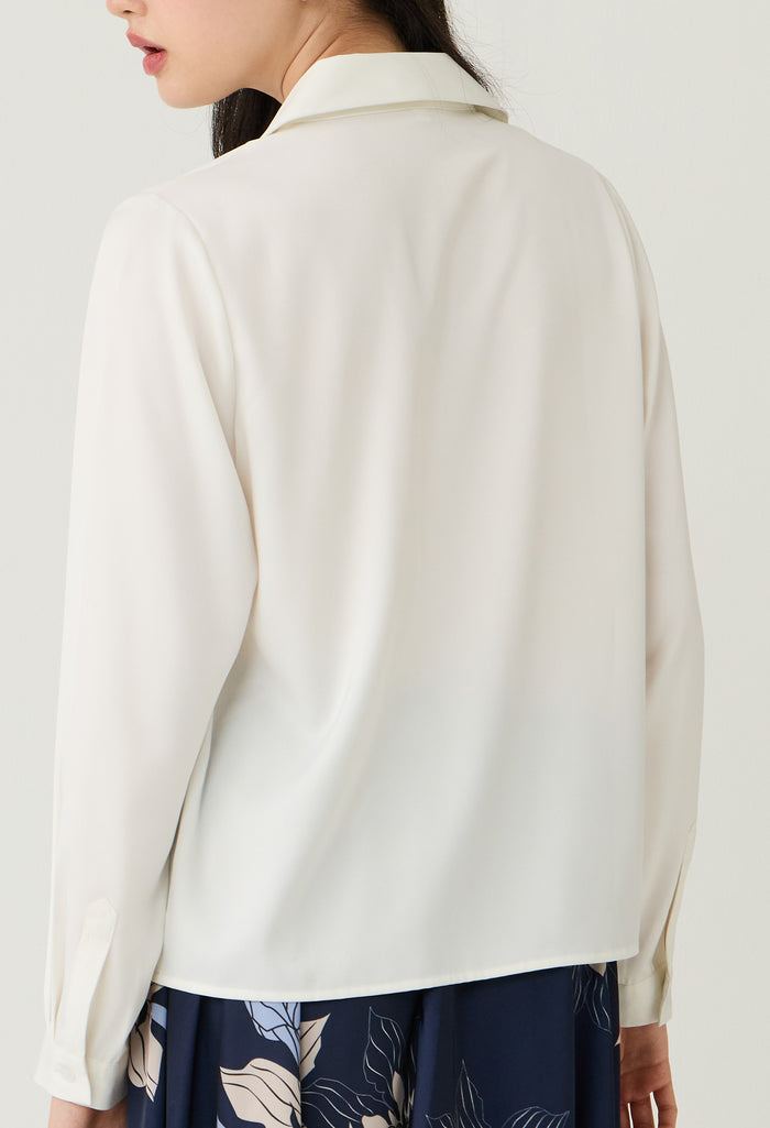 V-Neck Box Pleat Blouse