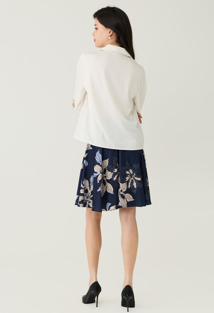 V-Neck Box Pleat Blouse