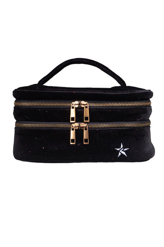 Velvet in Black Galaxy Sparkle Rebel Glam and Go with Black Zipper