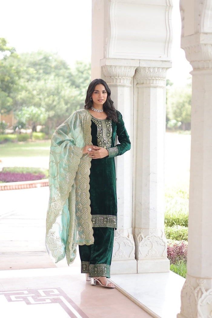 Velvet salwar suit by Kurti Connection USA