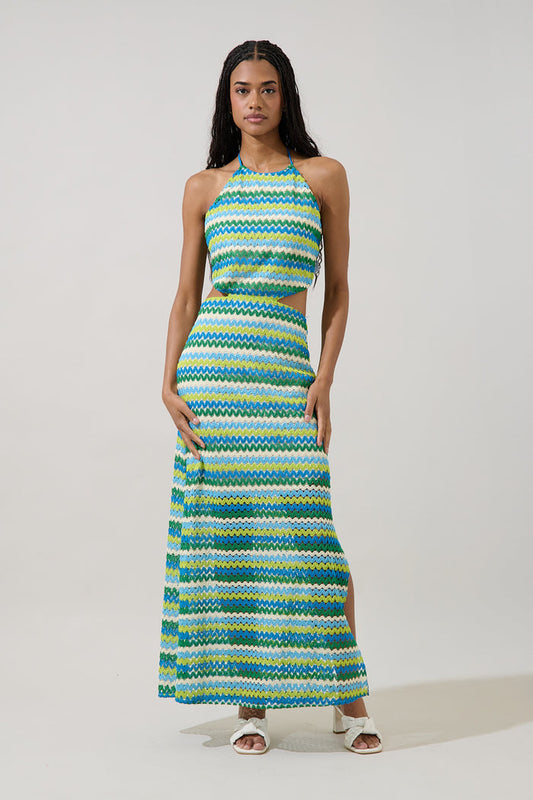 Verma Crochet Halter Maxi Dress