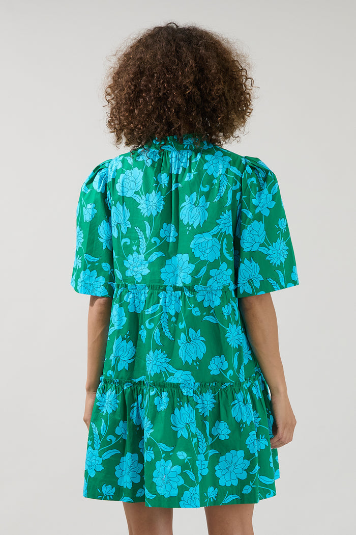 Waterlilly Floral Dixie Split Neck Shift Dress