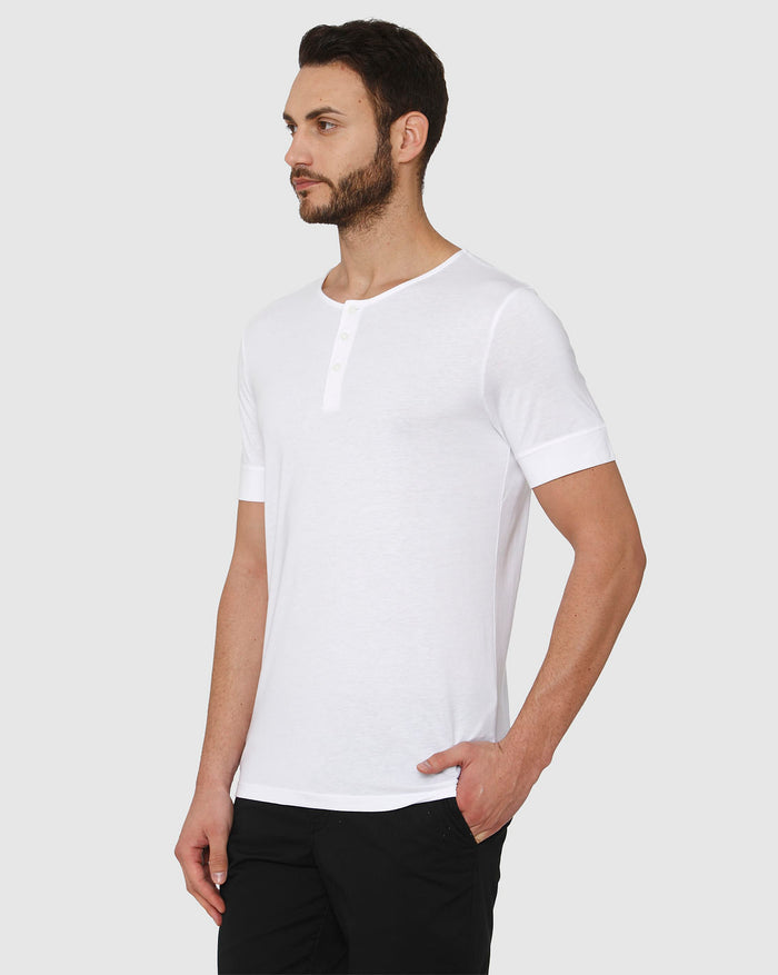 White Henley Neck T-Shirt
