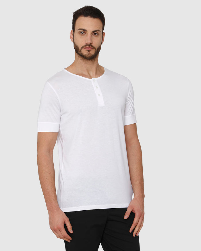 White Henley Neck T-Shirt