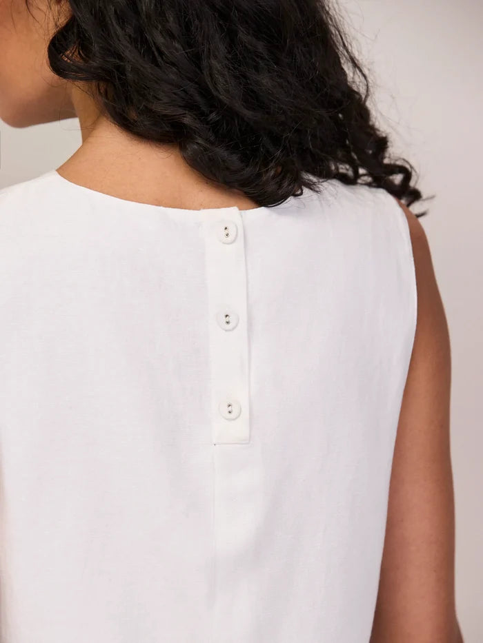 White Ladder Trim Shell Top With Linen Co-ord Resort