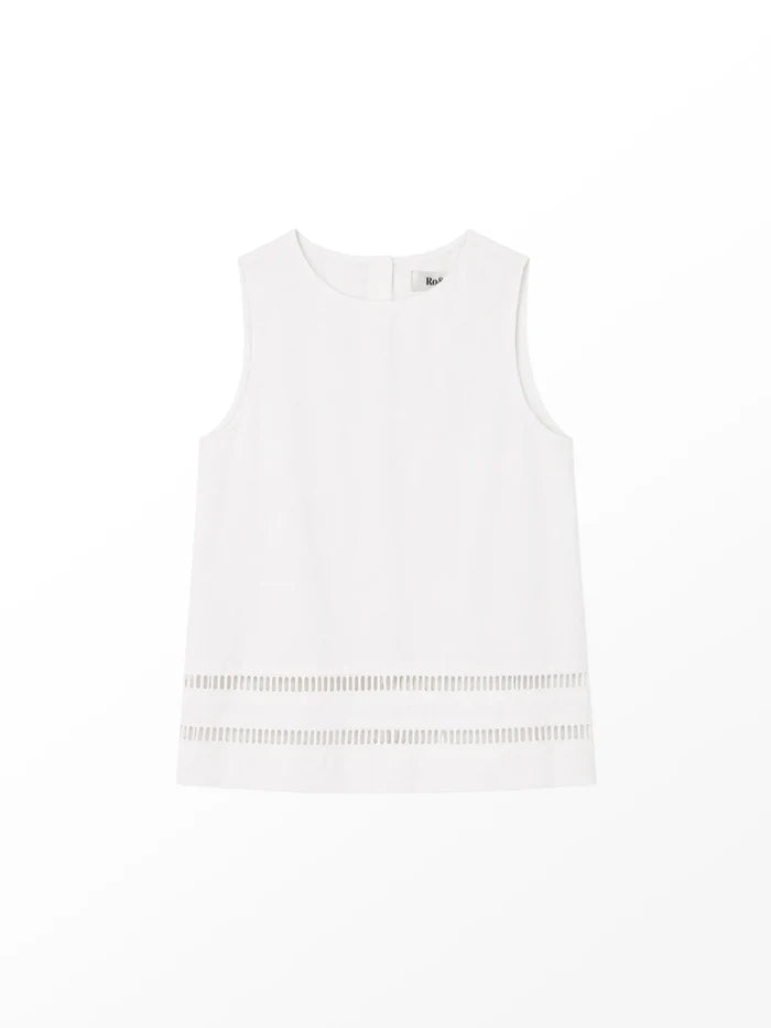White Ladder Trim Shell Top With Linen Co-ord Resort