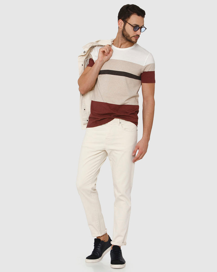 White Mid Rise Toby Tapered Fit Jeans