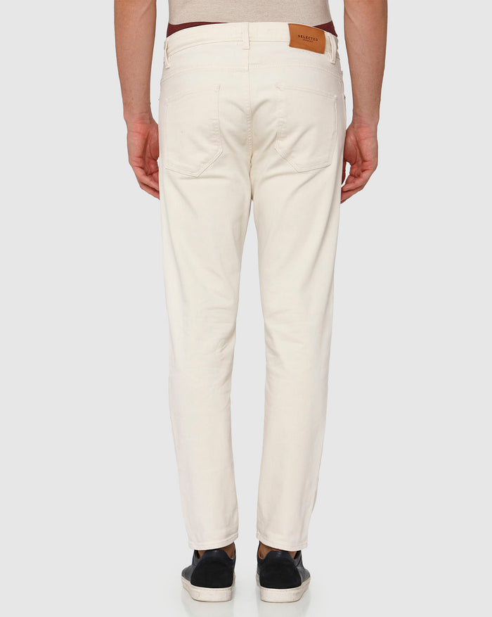 White Mid Rise Toby Tapered Fit Jeans