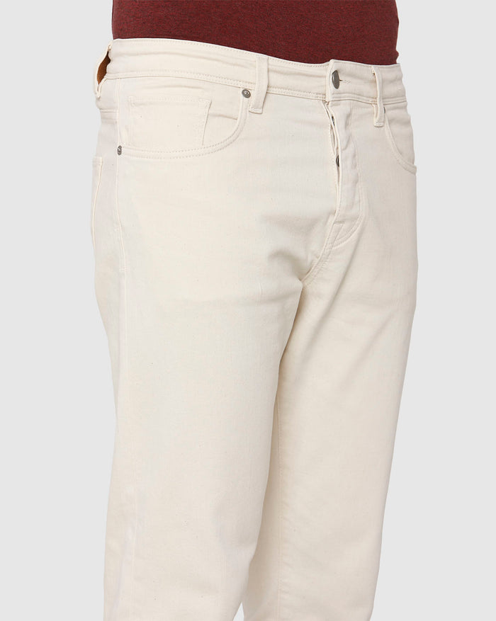 White Mid Rise Toby Tapered Fit Jeans