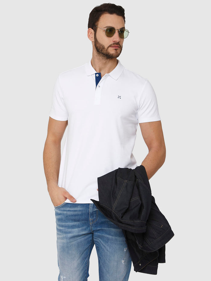 White Polo Neck T-Shirt