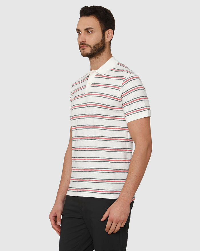 White Striped Polo Neck T-Shirt