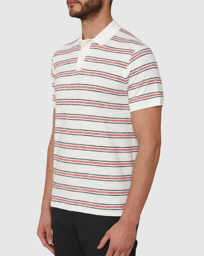 White Striped Polo Neck T-Shirt