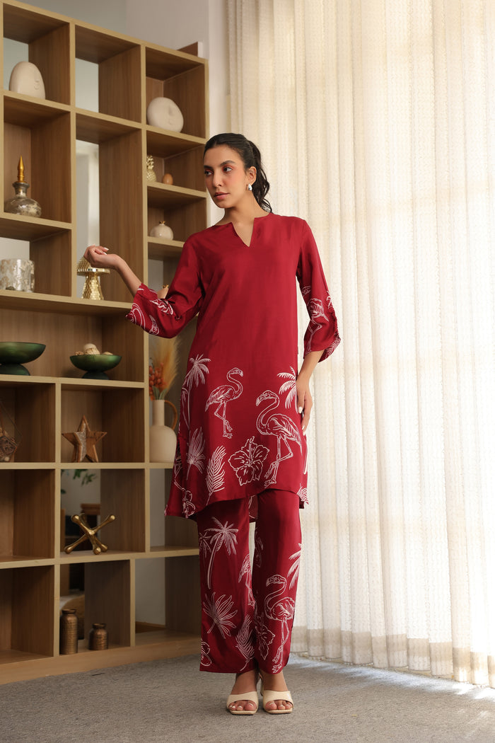 Wine Whisper Russian Silk Co-ord Set