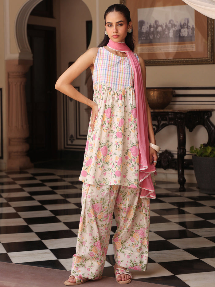 Women’s Cotton Kurta and Farshi Salwar with Dupatta