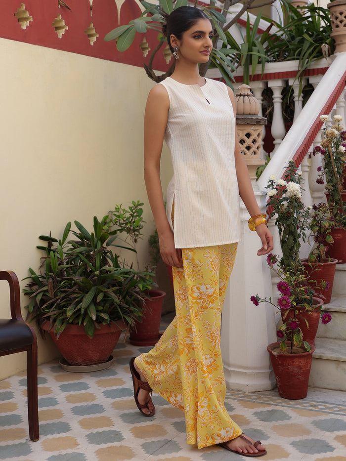 Women's Cotton Kurti with Flared Trouser