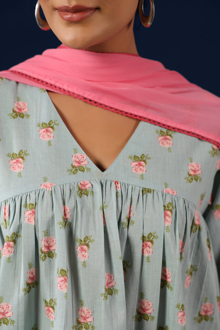 Women’s Cotton Straight Kurta Set with Dupatta