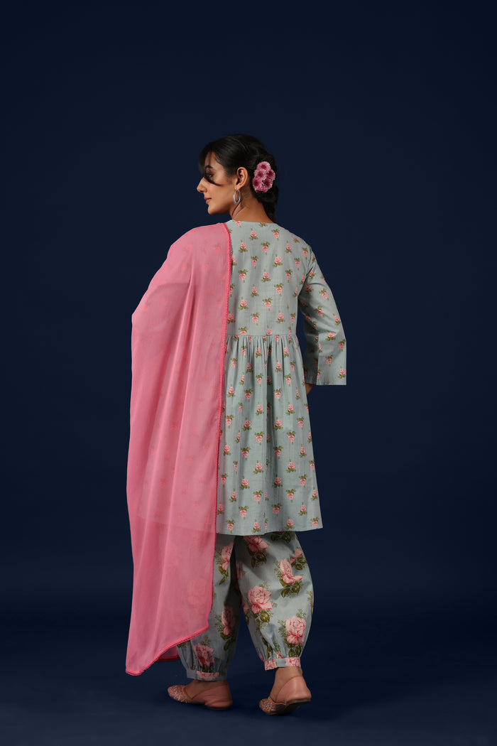 Women’s Cotton Straight Kurta Set with Dupatta