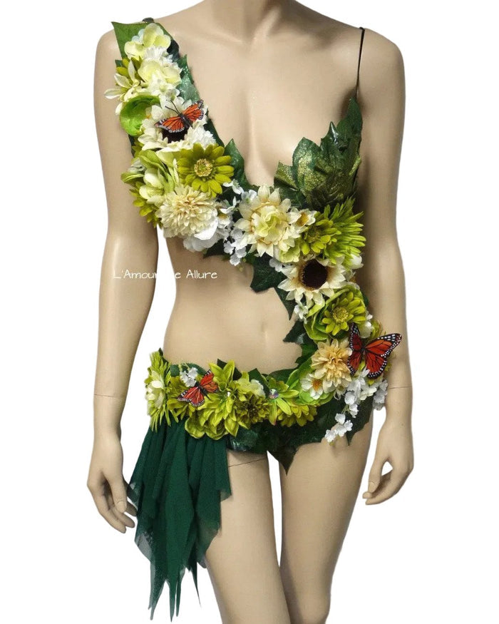 Woodland Forest Fairy Monokini  Halloween Dance Rave Bra Costume