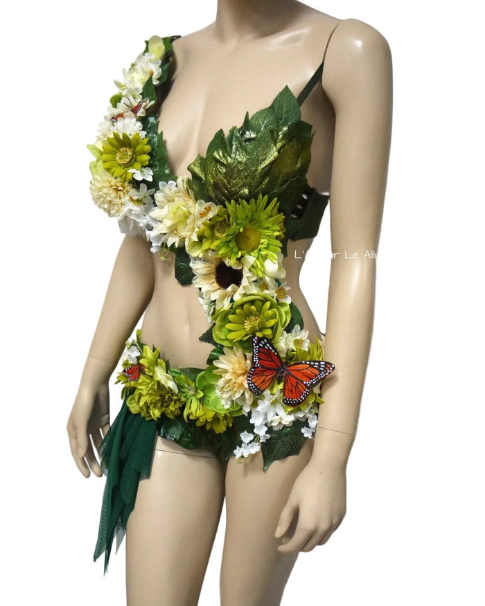 Woodland Forest Fairy Monokini  Halloween Dance Rave Bra Costume