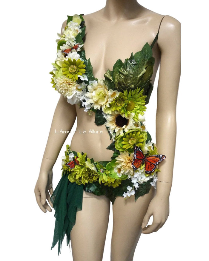 Woodland Forest Fairy Monokini  Halloween Dance Rave Bra Costume