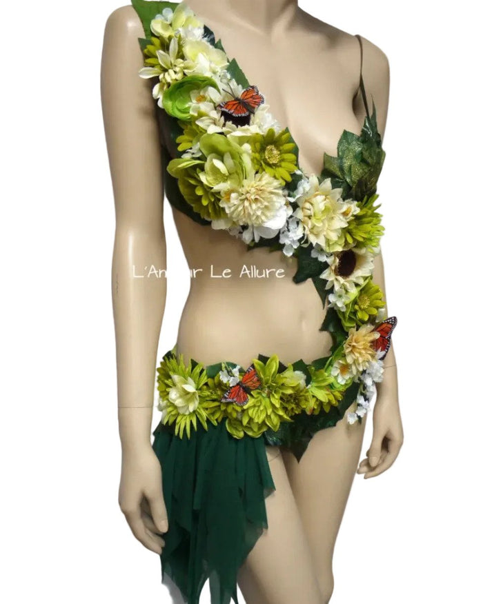 Woodland Forest Fairy Monokini  Halloween Dance Rave Bra Costume
