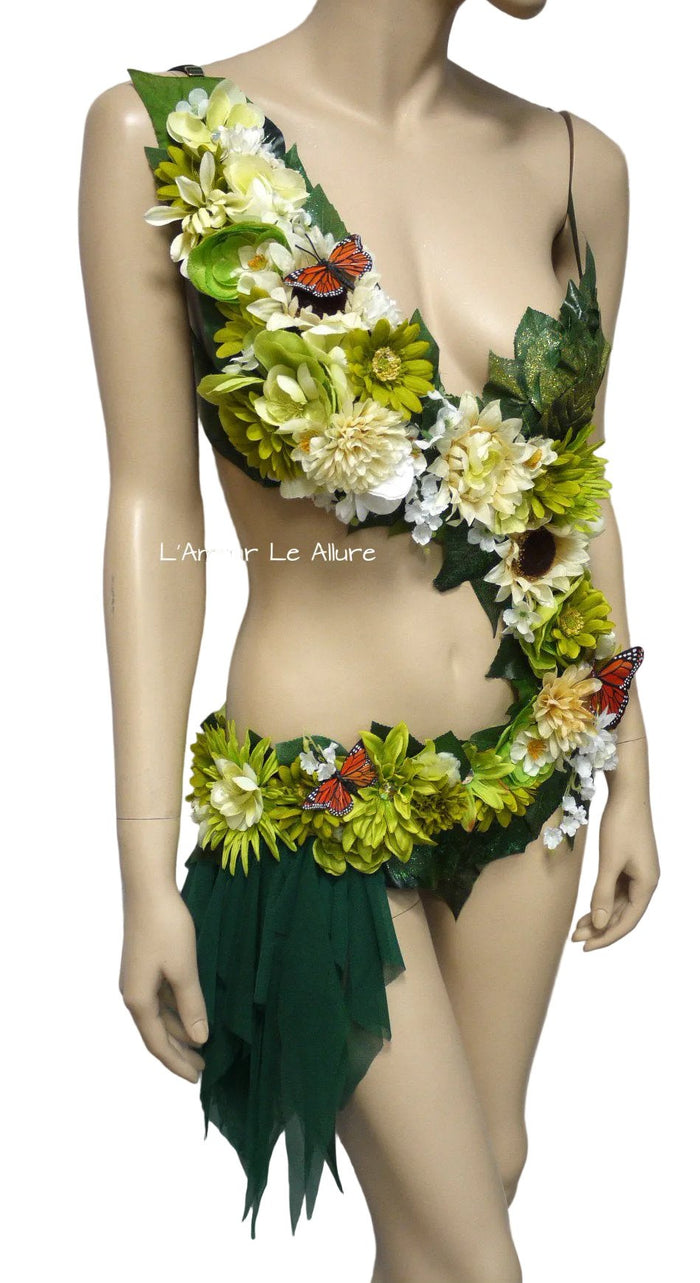 Woodland Forest Fairy Monokini  Halloween Dance Rave Bra Costume