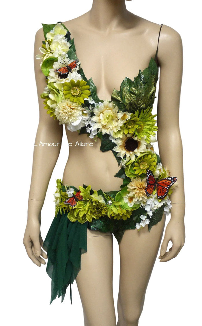 Woodland Forest Fairy Monokini  Halloween Dance Rave Bra Costume