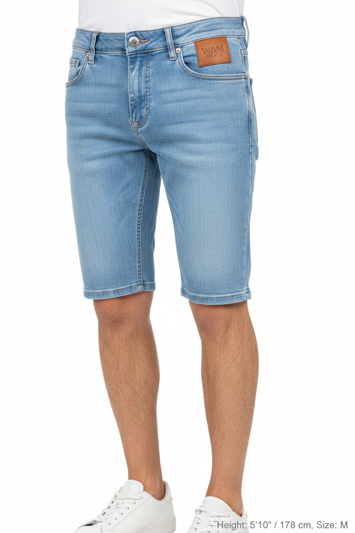 Waistband detail - Yevan Light Blue Denim Shorts