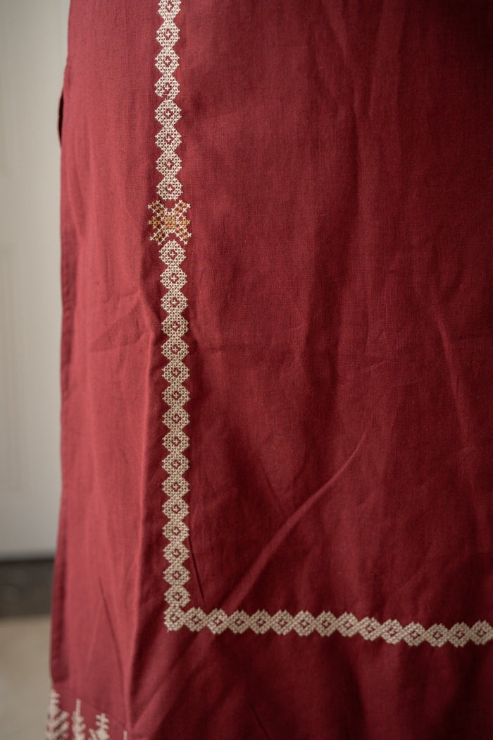 Yogya Elegant Slub Suit- Maroon