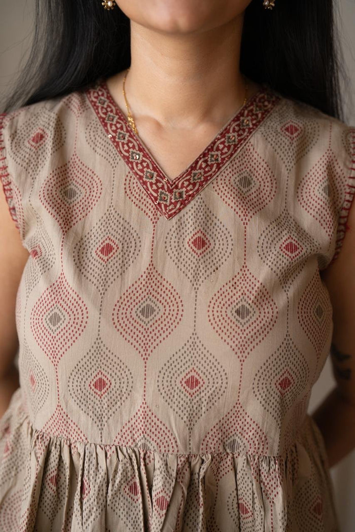 Zora Cotton Peplum Top- Earthy